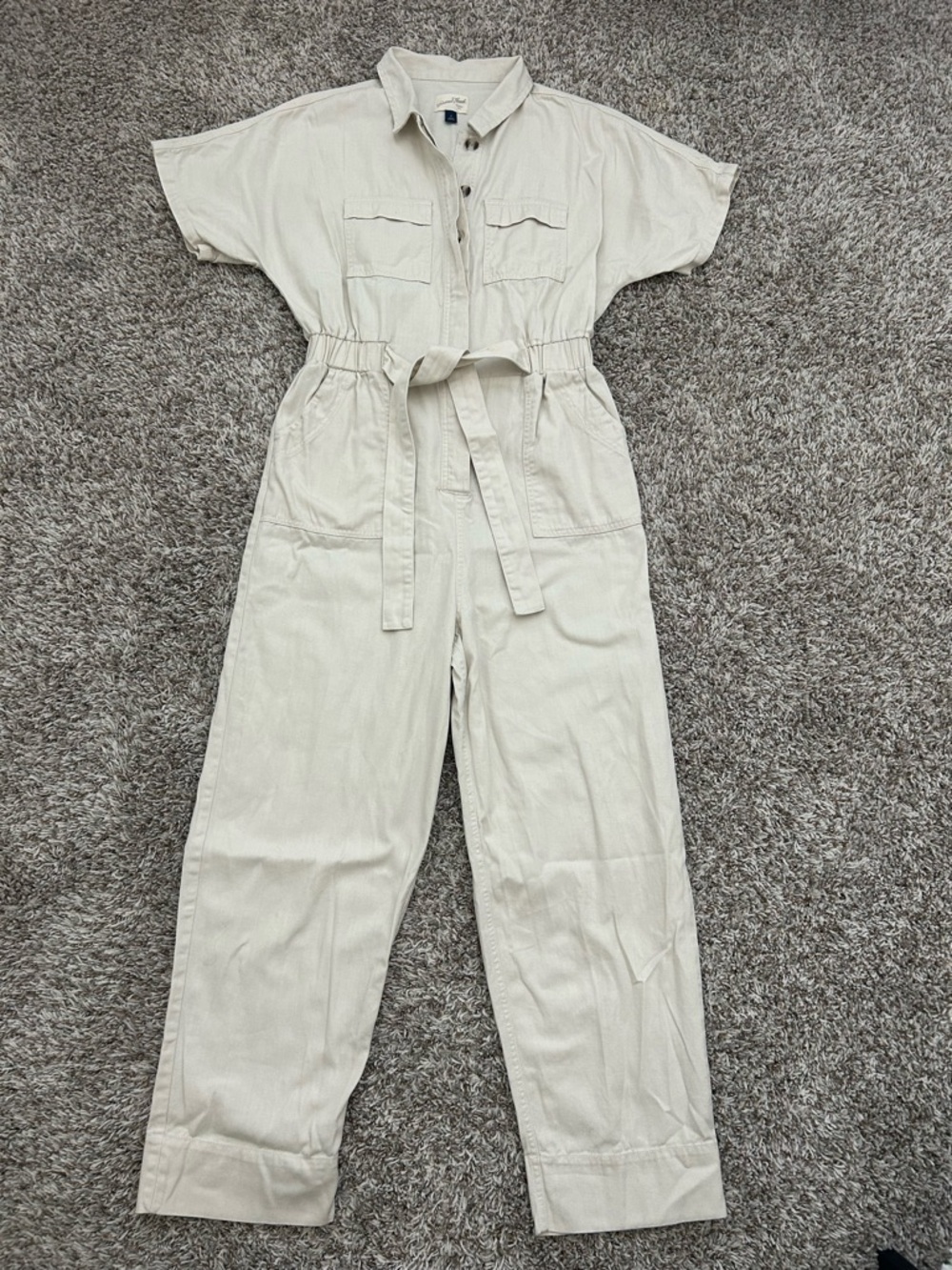 Universal Thread Cream Denim Boilersuit Womens Size 6 Soft Cotton Blend Jumpsuit